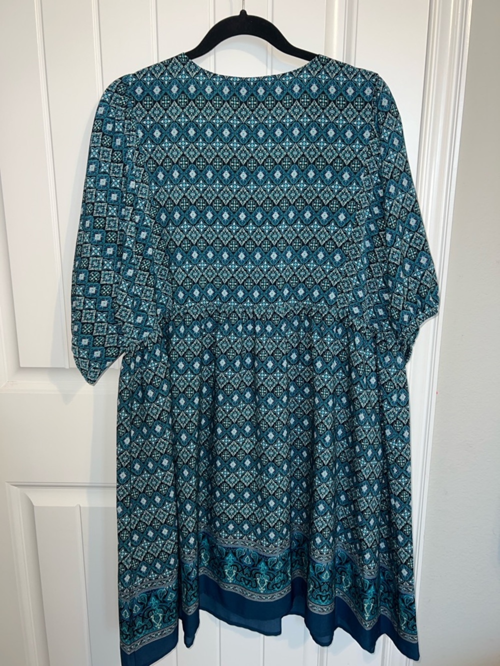 Emma & Michele Teal & Navy Geometric Lightweight Comfy Flowy Boho Dress Size XL - Picture 7 of 8
